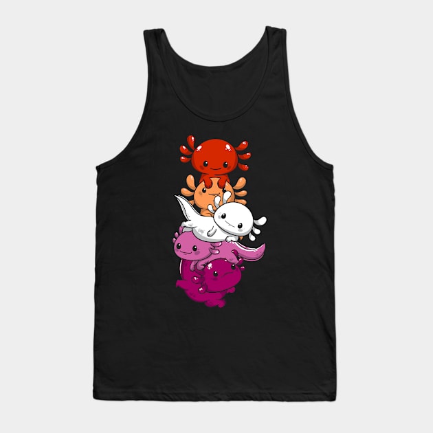 Subtle Lesbian Pride Flag Kawaii Axolotl LGBTQ Tank Top by Alex21